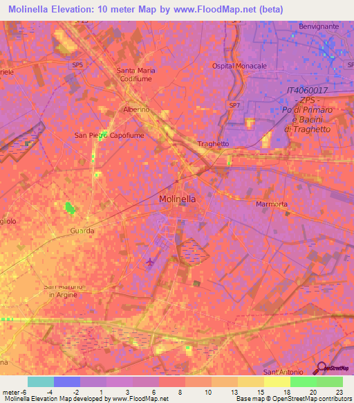 Molinella,Italy Elevation Map