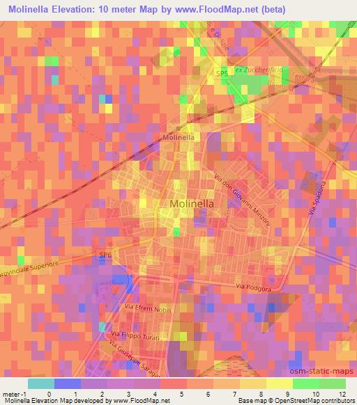 Molinella,Italy Elevation Map