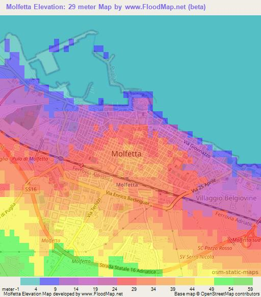 Molfetta,Italy Elevation Map