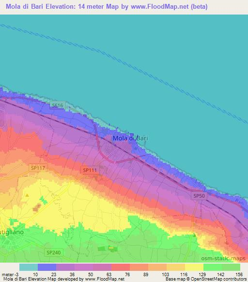 Mola di Bari,Italy Elevation Map