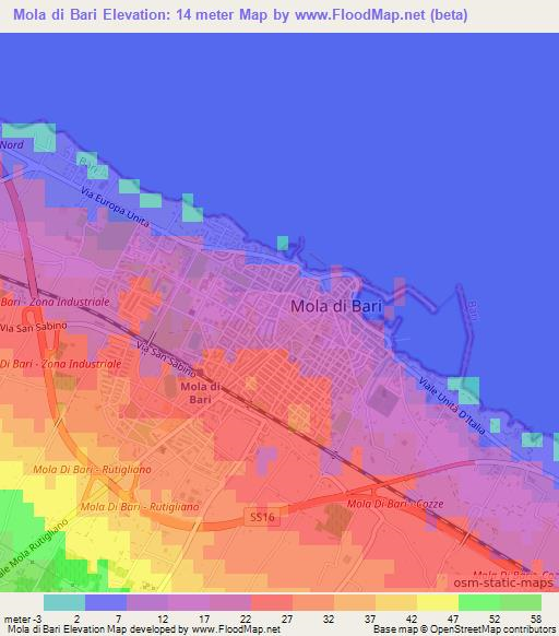 Mola di Bari,Italy Elevation Map