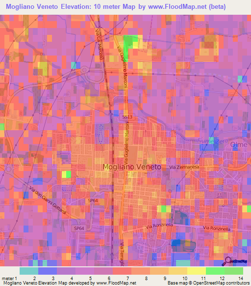 Mogliano Veneto,Italy Elevation Map