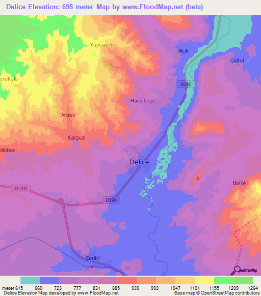 Delice,Turkey Elevation Map