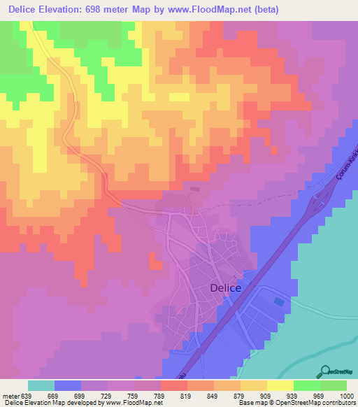 Delice,Turkey Elevation Map