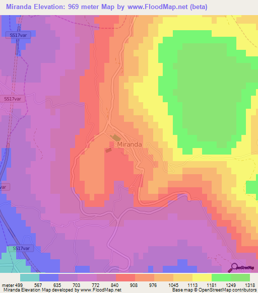 Miranda,Italy Elevation Map