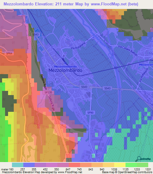 Mezzolombardo,Italy Elevation Map