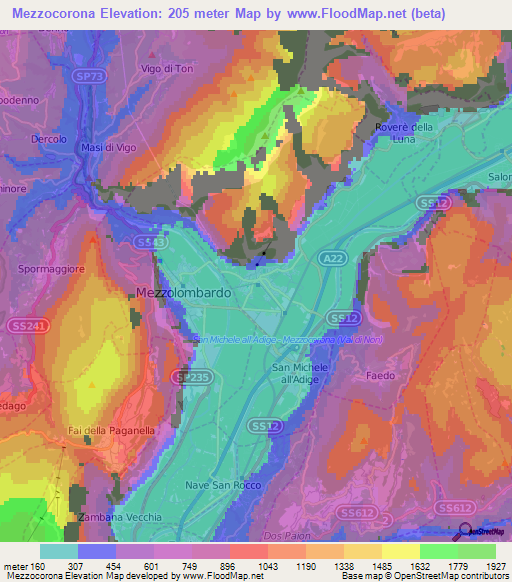 Mezzocorona,Italy Elevation Map