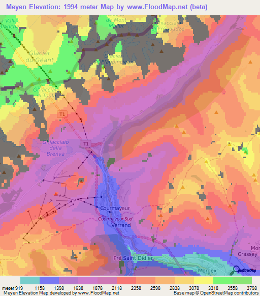 Meyen,Italy Elevation Map