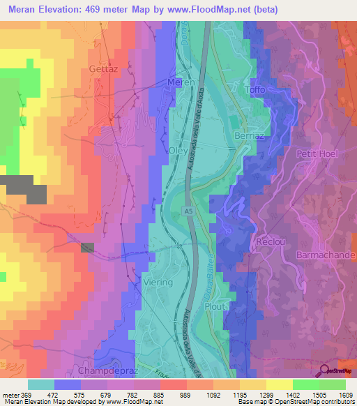 Meran,Italy Elevation Map