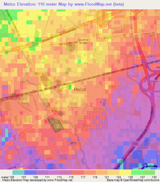 Melzo,Italy Elevation Map