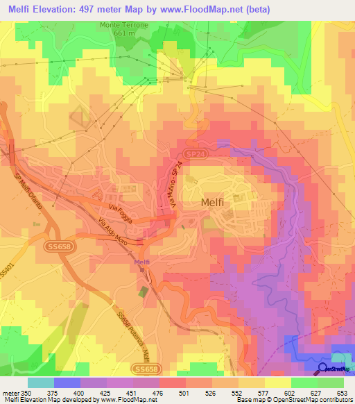 Melfi,Italy Elevation Map