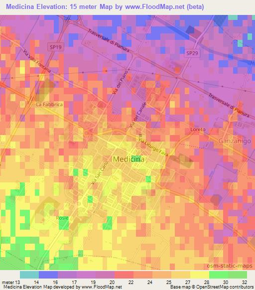 Medicina,Italy Elevation Map