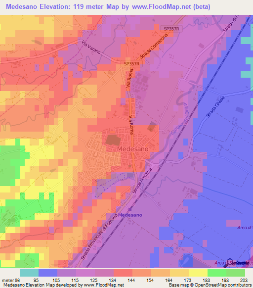 Medesano,Italy Elevation Map