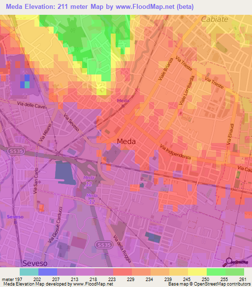 Meda,Italy Elevation Map