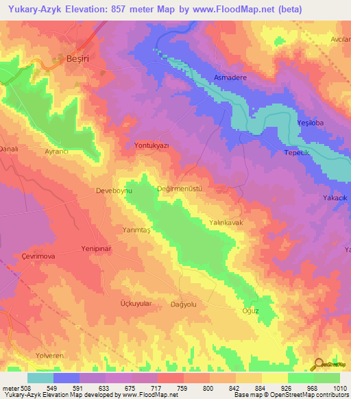 Yukary-Azyk,Turkey Elevation Map