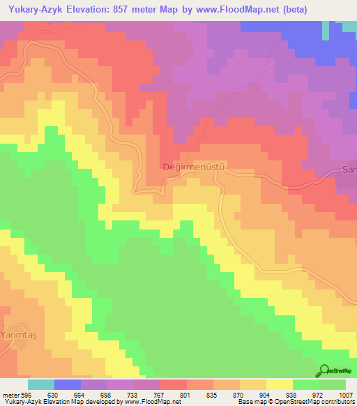 Yukary-Azyk,Turkey Elevation Map