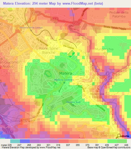 Matera,Italy Elevation Map