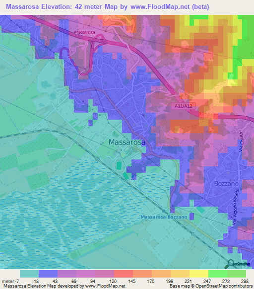 Massarosa,Italy Elevation Map