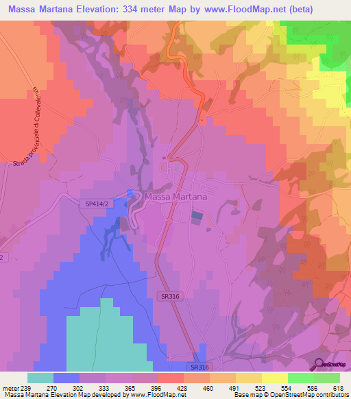 Massa Martana,Italy Elevation Map