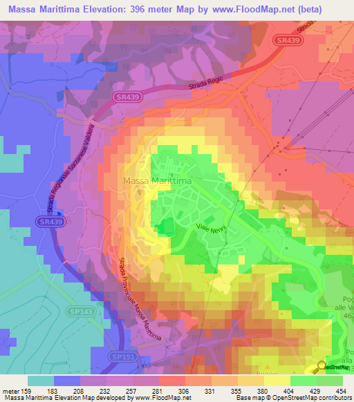 Massa Marittima,Italy Elevation Map