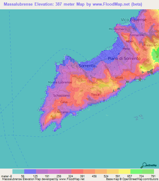 Massalubrense,Italy Elevation Map