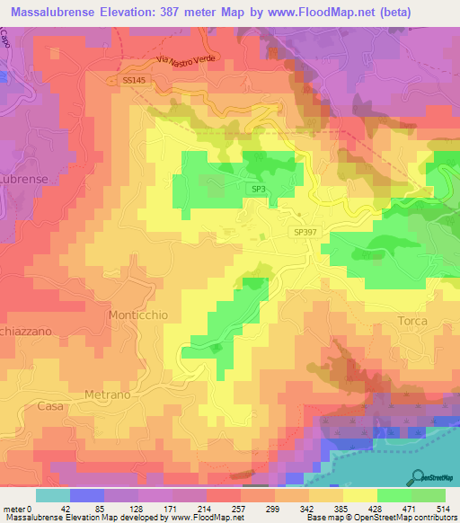 Massalubrense,Italy Elevation Map