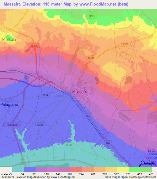 Massafra,Italy Elevation Map