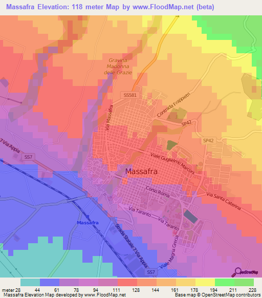 Massafra,Italy Elevation Map