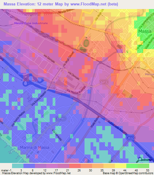 Massa,Italy Elevation Map