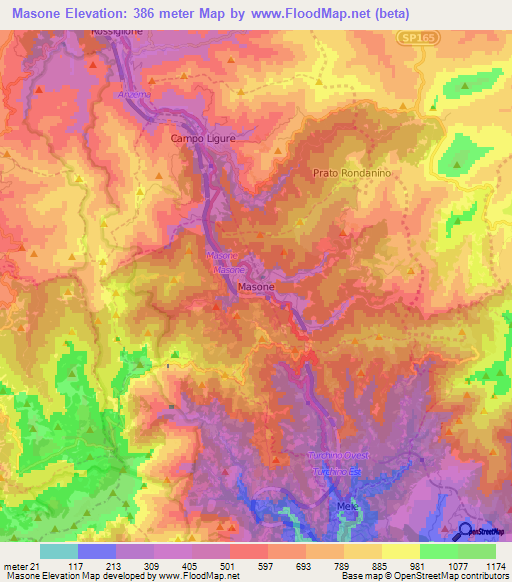 Masone,Italy Elevation Map