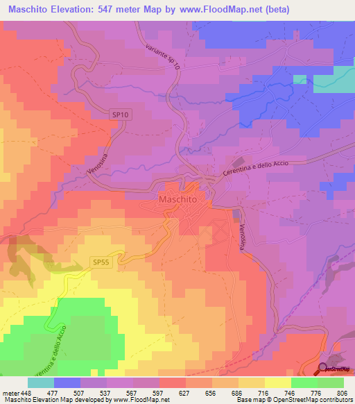 Maschito,Italy Elevation Map