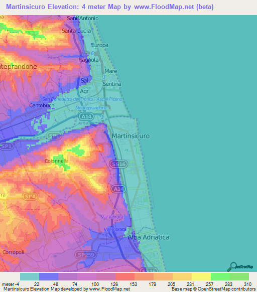 Martinsicuro,Italy Elevation Map