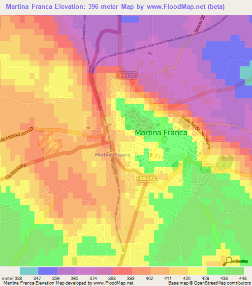 Martina Franca,Italy Elevation Map