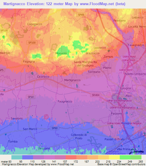 Martignacco,Italy Elevation Map