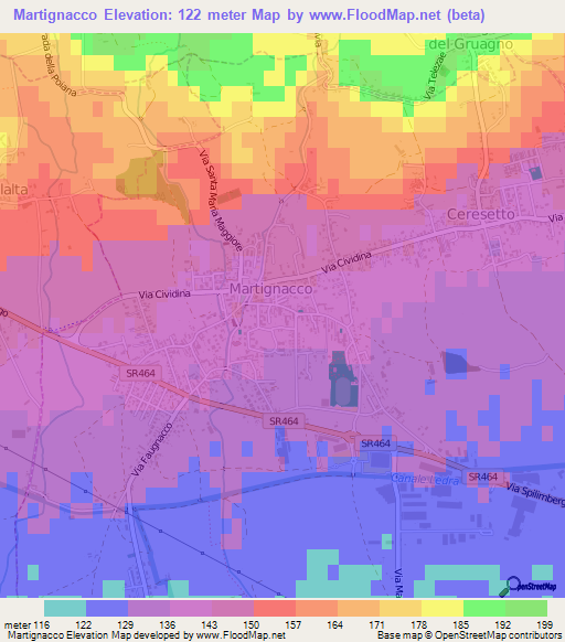 Martignacco,Italy Elevation Map