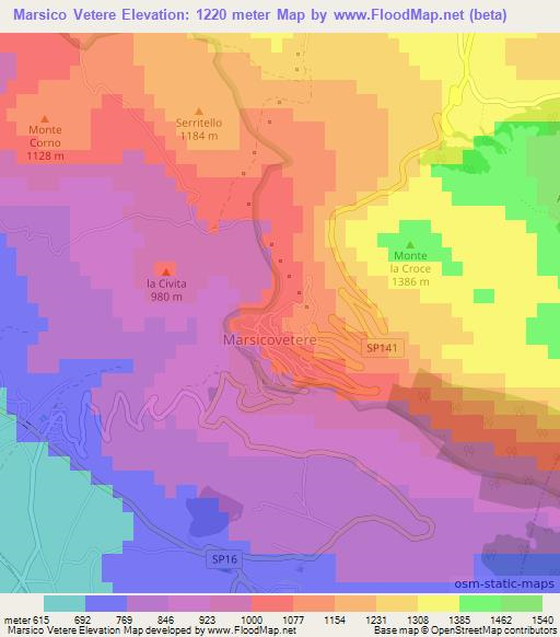 Marsico Vetere,Italy Elevation Map