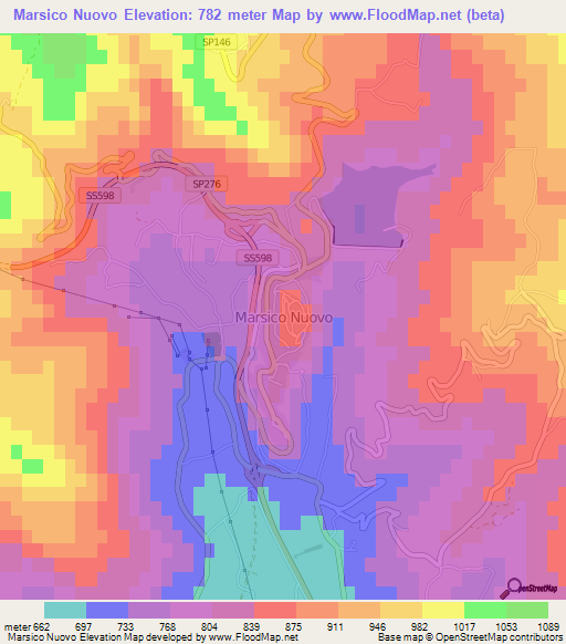 Marsico Nuovo,Italy Elevation Map