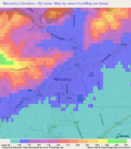 Marostica,Italy Elevation Map