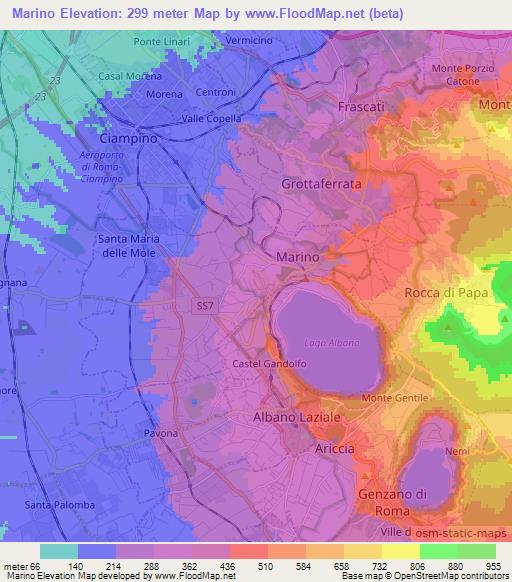 Marino,Italy Elevation Map