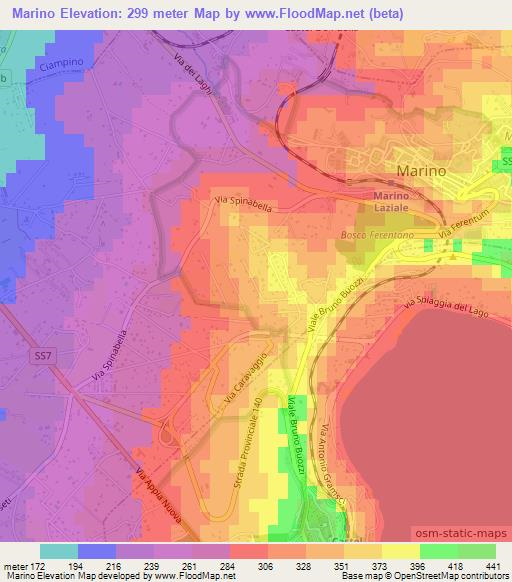 Marino,Italy Elevation Map