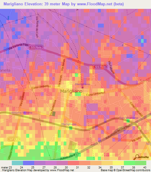 Marigliano,Italy Elevation Map