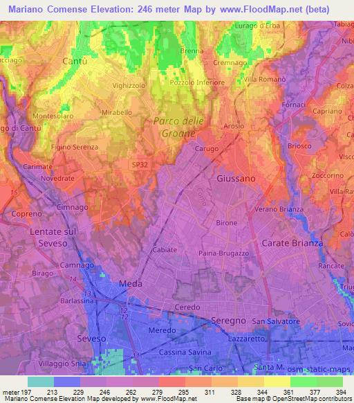 Mariano Comense,Italy Elevation Map