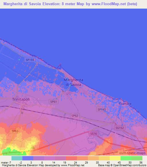 Margherita di Savoia,Italy Elevation Map