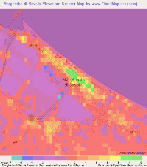 Margherita di Savoia,Italy Elevation Map