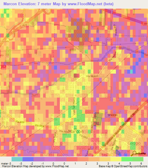 Marcon,Italy Elevation Map