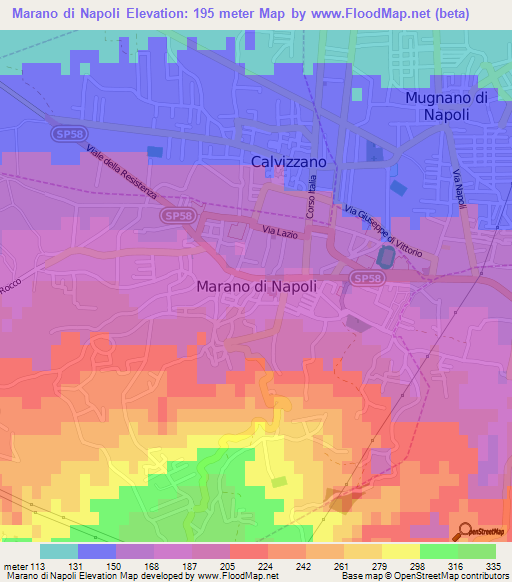 Marano di Napoli,Italy Elevation Map