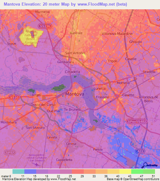 Mantova,Italy Elevation Map