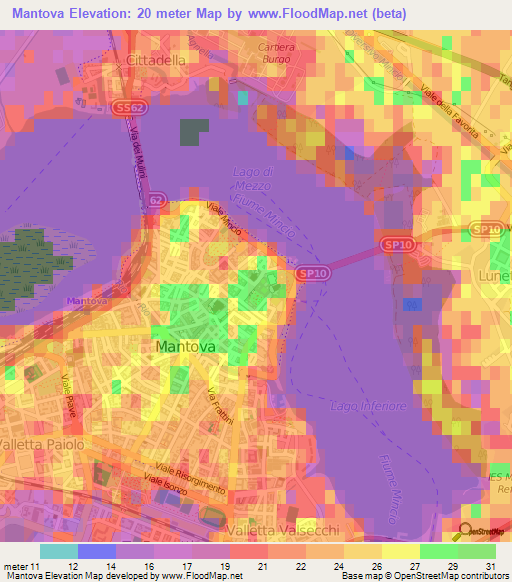 Mantova,Italy Elevation Map