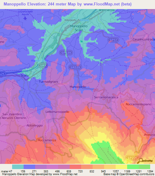 Manoppello,Italy Elevation Map