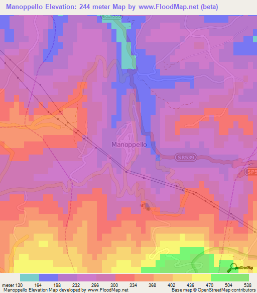 Manoppello,Italy Elevation Map